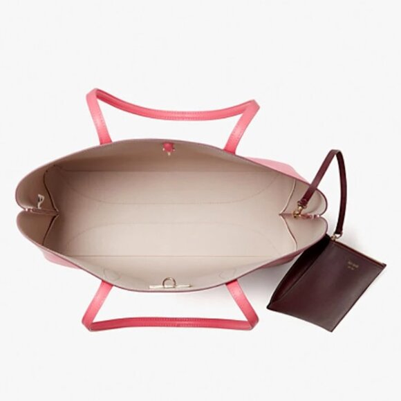 Kate Spade All Day Large Tote Orchid Pink Leather Shoulder Bag Wristlet Classic - Picture 7 of 8